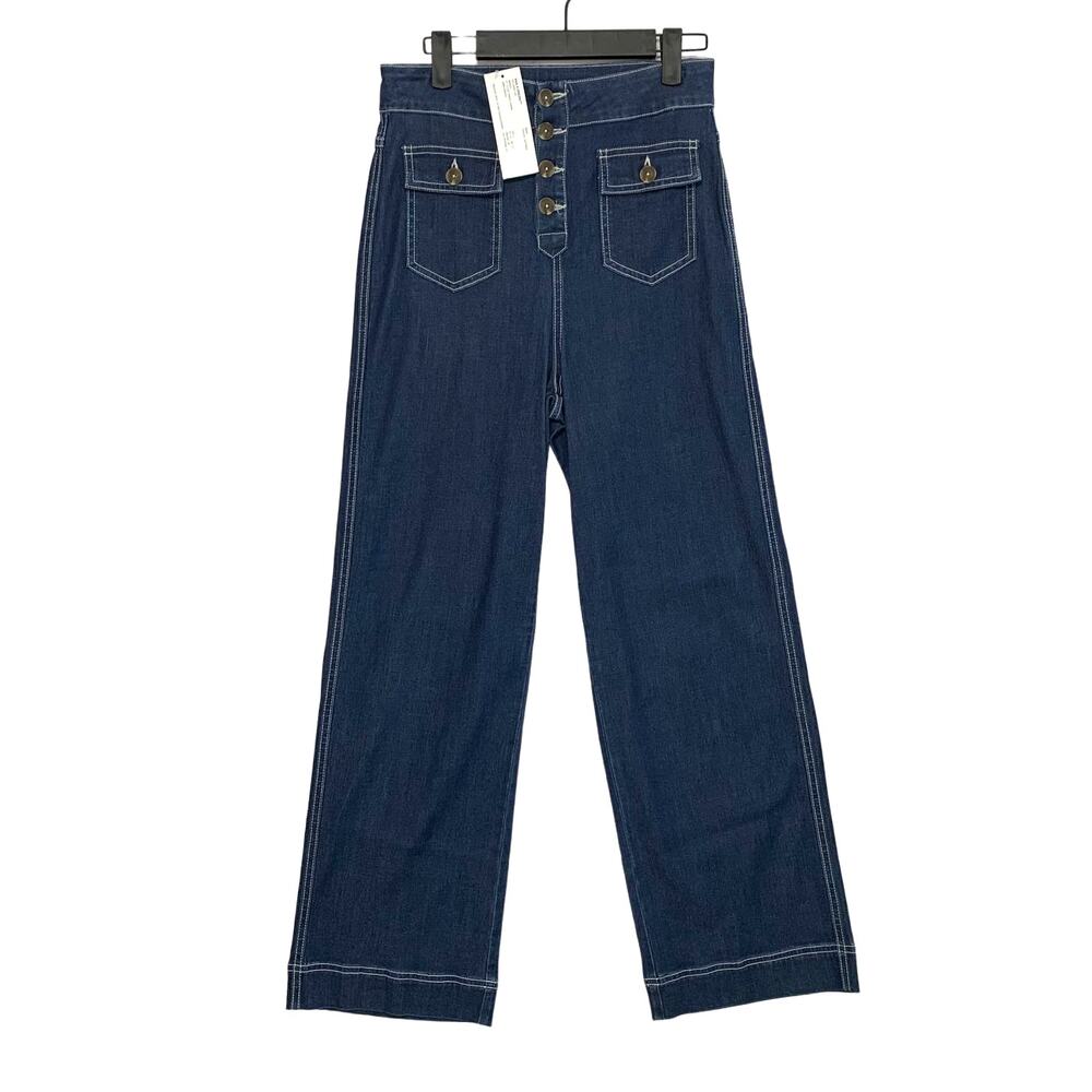 Rewash 70's Wide Leg Button Fly Trouser Pants NWT Women's Sz 5 Indigo Tencel